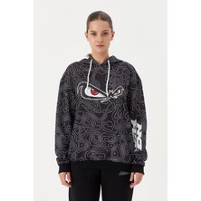 No Fear Kadın Sweatshirt Oversize Kapüşonlu Siyah 72523