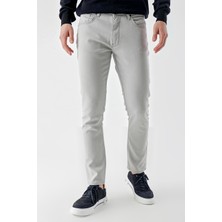 Morven  Erkek Gri Mevsimlik Pamuk 5 Cep Slim Fit Jean Pantolon