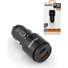 Auris Araç Şarj Cihazı Hızlı Şarj Özellikli Oto Çakmaklık Şarjı 45 Watt Hızlı Şarj Qc 3.0 Usb+Usbc ARS07