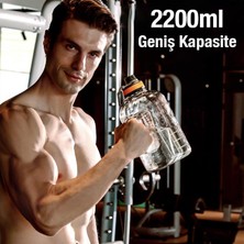 Polham 2.2 Litre Taşıma Ipli Emniyet Kapaklı Su Matarası, Bpa Içermez Sporcu Suluk Şişesi, Motivasyon Su Matarası