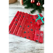 Yılbaşı Çam Geyik Desenli Pelur Kağıt , Kırmızı Yılbaşı Hediye Paketi, Pelur Kağıdı, Yeni Yıl Paketleme 10 ADET-T639