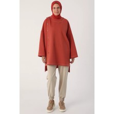 SYG Simli Şerit Yaka Çıtçıt Detaylı Oversize Tunik 53019TURUNCU