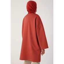 SYG Simli Şerit Yaka Çıtçıt Detaylı Oversize Tunik 53019TURUNCU