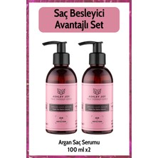 Yıpranmış Saçlara Özel Kırık Saç Uçlarını Onaran Argan Yağı İçeren Saç Bakım Serumu 100 ml 2li Set