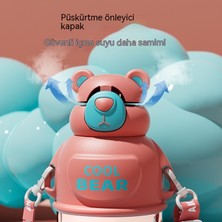 FastDeal Store 316 Paslanmaz Çelik Çocuk Termos Bardak Ayna Yüksek Değerli Taşınabilir Sevimli Küçük Serin Ayı Saman Su Isıtıcısı Hediye (Yurt Dışından)