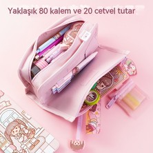 FastDeal Store Büyük Kapasiteli Kız Kalem Çantası Yeni Popüler Kırtasiye Kutusu Kalem Kutusu Ins Japon Kız Ilkokul (Yurt Dışından)