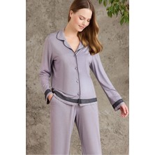 Pierre Cardin 2200 Kadın Uzun Kollu Gömlek Pijama Takımı-Royal