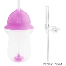 Munchkin Tıklama Kilitli Uçlu Pipetli Alıştırma Bardağı, 12AY+, 296ML, Mor,&yedek Pipet 1 Adet