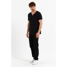 Uomo Park 2135 Yeni Sezon Armut Yaka Düğme Detaylı T-Shirt