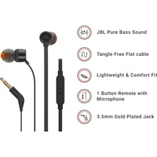 Jbl T160 Mikrofonlu Kulakiçi Kablolu Kulaklık Siyah