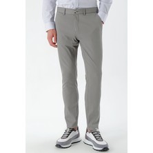 Morven  Erkek Gri Piefti Pamuk Yan Cep Slim Fit Chino Pantolon