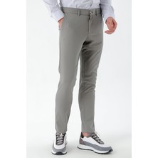 Morven  Erkek Gri Piefti Pamuk Yan Cep Slim Fit Chino Pantolon
