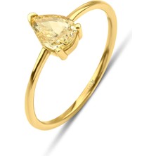 Kairos Jewelry 14 Ayar Altın Damla Kesim Doğal Sitrin Yüzük KRS199-14GRB-2