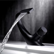 OEM Banyo Lavabo Bataryası Mat Siyah Şelale Tasarım