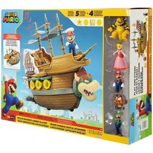 Ni̇ntendo Super Mari̇o Deluxe Oyun Seti̇ Bowser Gemi Dahi̇l 5 Fi̇gür Lisanslı 6.5 cm