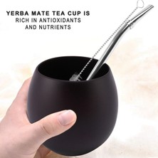 Gui Xulian [gui Xulian] 2x Ahşap Yerba Mate Çay Seti El Yapımı Doğal Ahşap Kaşıklı Bardak Saman Bombilla Fırça 200 ml (Derin) (Yurt Dışından)