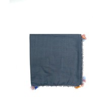 Naz İpek Pamuklu Kelebek - Kurdele Oyalı Boncuklu Eşarp Yüksek Kalite Yazma 100X100CM