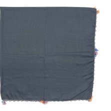 Naz İpek Pamuklu Kelebek - Kurdele Oyalı Boncuklu Eşarp Yüksek Kalite Yazma 100X100CM