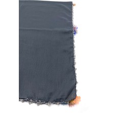 Naz İpek Pamuklu Kelebek - Kurdele Oyalı Boncuklu Eşarp Yüksek Kalite Yazma 100X100CM