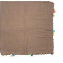 Naz İpek Pamuklu Kelebek - Kurdele Oyalı Boncuklu Eşarp Yüksek Kalite Yazma 100X100CM