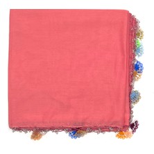 Naz İpek Pamuklu Kelebek - Kurdele Oyalı Boncuklu Eşarp Yüksek Kalite Yazma 100X100CM