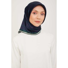 Armine Lacivert Ekose Desenli Sura İpek Eşarp 9029 - 52