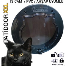 Patidoor Pati XXL Kedi Kapısı  / Mat Siyah  / Füme Camlı