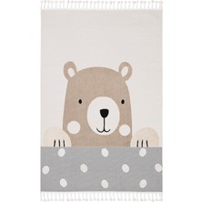 Koza Halı Sparkle Krem Kahverengi Tozumaz Halı Sevimli Ayıcık Figürlü Hayvan Figürlü Çocuk Odası Halısı 33450A, 133 x 190