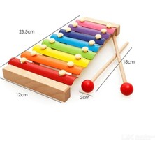 Phebethe Eğitici Ahşap Ksilofon 8 Nota 8 Ton 25 cm 8 Tuşlu Sesli Selefon Oyuncak