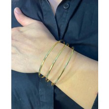 Xesha 3 Lü Ajda Bilezik Altın Kaplama 1. Kalite Çelik Paslanmaz Kararmaz Çok Şık