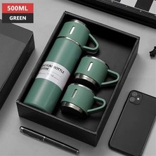 İraş Avm Paslanmaz Çelik Termos Sızdırmaz 3 Bardaklı Termos Seti 12 Saat Sıcak-Soğuk 500 ml Özel Kutulu