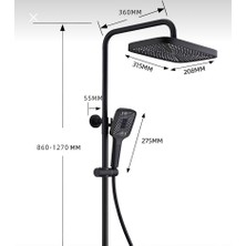 İsaoğlu Siyah Tepe Yağmurlama Sistemi Mat Siyah Duş Seti Batarya Dahil Komple Set Ekstra Büyük Tepe ve El Duşu