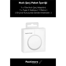 Pastimore iPhone 11 12 13 14 15 Magsafe Kablosuz Hızlı Şarj Aleti Apple Tam Uyumlu Wireless Charger Adaptörü