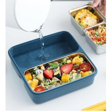 Vagonlife Bento 950ML Lunchbox Tek Katlı 3 Bölmeli Çelik Sefer Tası Yemek Kutusu (Koyu Yeşil)