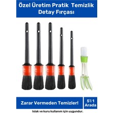 Pastimore Özel Üretim Pratik Islak Kuru Otomobil Oto Araç Araba Klima Temizlik Detay Fırçası 5+1 Set