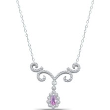 Parmas Design Damla Montür Taşlı Sallantılı 925 Ayar Gümüş Kadın Kolye