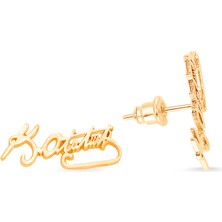 Altın Sepeti Rose Gümüş Atatürk Imzası Küpe