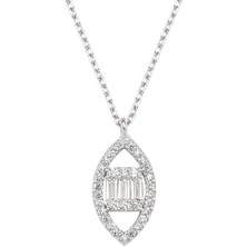 Altın Sepeti Gümüş Bagetli Badem Kolye