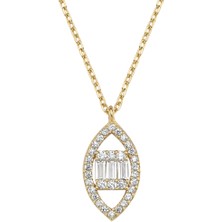 Altın Sepeti Gümüş Altın Rengi Badem Kolye