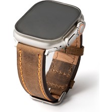 Lesband Leather Lesband Leather crayz Koyu Kahverengi Gerçek Deri Apple Watch Kordon Seri 1-8, Se, Ultra ve Ultra 2 ile Uyumlu