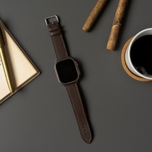 Lesband Leather Lesband Leather klasik Kahverengi Gerçek Deri Apple Watch Kordon Seri 1-8, Se, Ultra ve Ultra 2 ile Uyumlu