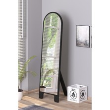 Olcay Aksesuar Siyah 120X43 cm Ayaklı Tek Kubbeli Salon Antre Çocuk Odası Banyo Wc Yatak Odası Boy Aynası
