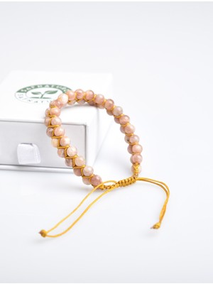 Safnaturel Güneş Taşı 6mm Çift Sıra Makrome Doğal Taş Bileklik