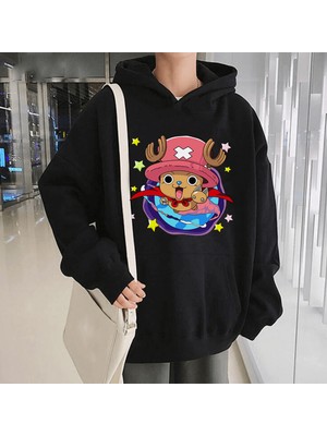 Populus Anime One Piece Chopper Kapşonlu Sweatshirt