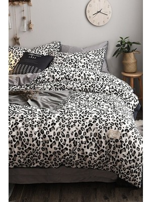 İQON Lastikli Çarşaflı Nevresim Takımı Çift Kişilik Leopar Premium Cotton 64S