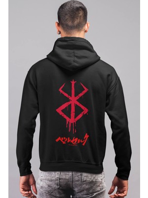 Populus Anime Berserk Logo Ön - Arka Baskılı Kapşonlu Sweatshirt