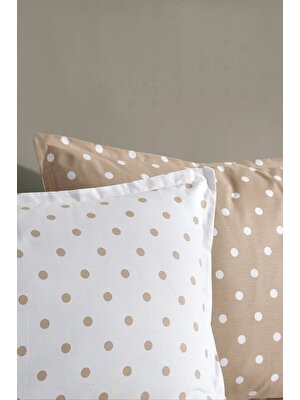 Cote Blanc Dots Capuccino  Pamuk Ranforce Çift Kişilik Çift Taraflı Nevresim Takımı 200X220