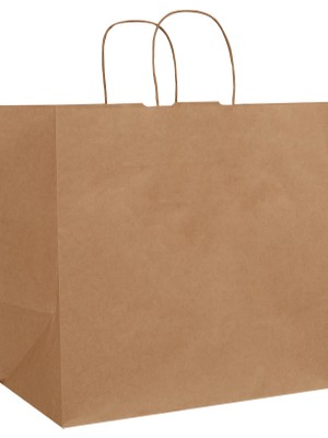 Packanya 33x20x33-25 Adet Burgu Saplı Kraft Çanta