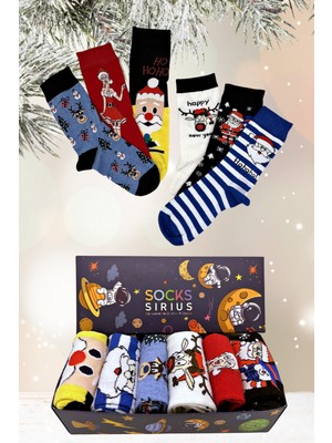 Happy Socks 6'lı  Yılbaşı Christmas Noel Renkli Parfümlü Çorap Seti Özel Hediye Kutusu