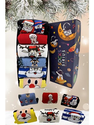 Happy Socks 6'lı  Yılbaşı Christmas Noel Renkli Parfümlü Çorap Seti Özel Hediye Kutusu